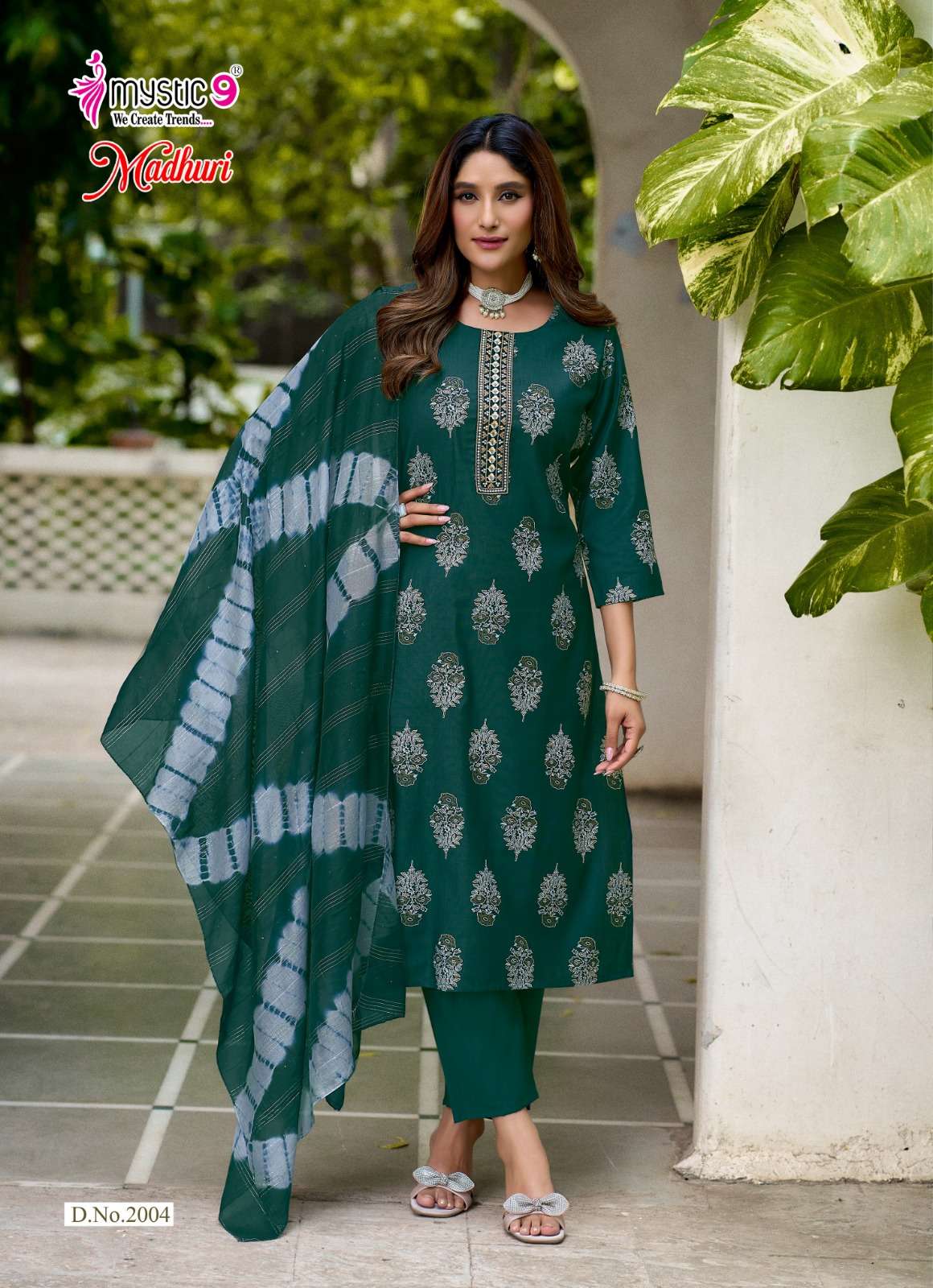 MYSTIC 9 MADHURI VOL 2 VERTICAN FOIL PRINT STRAIGHT CUT CATALOGUE SALWAR SUIT TREND DEALER